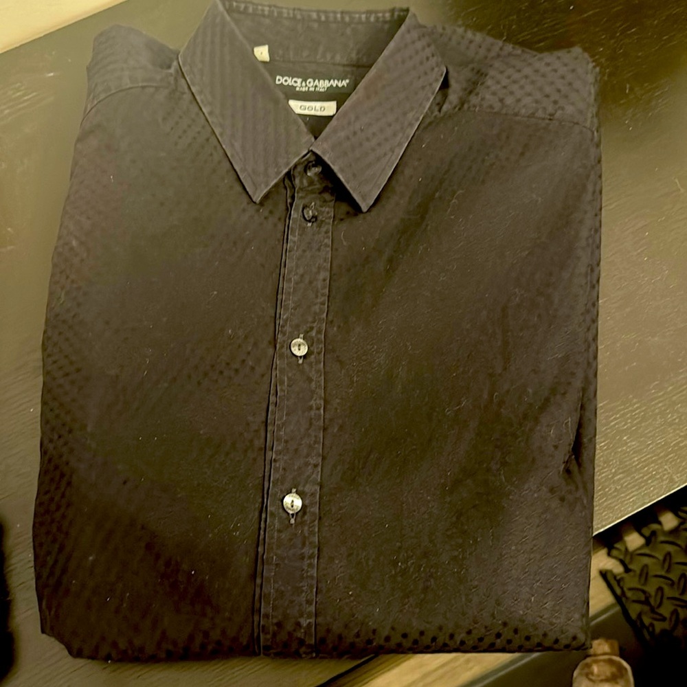 Dolce &  Gabbana dress shirt men’s with raised dot patten,  size 16